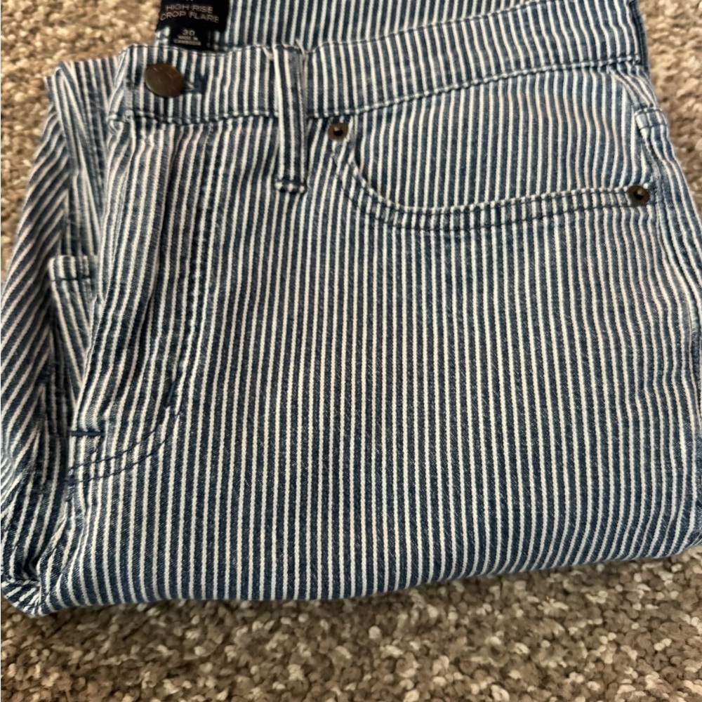 J.Crew cropped flair striped jeans 30